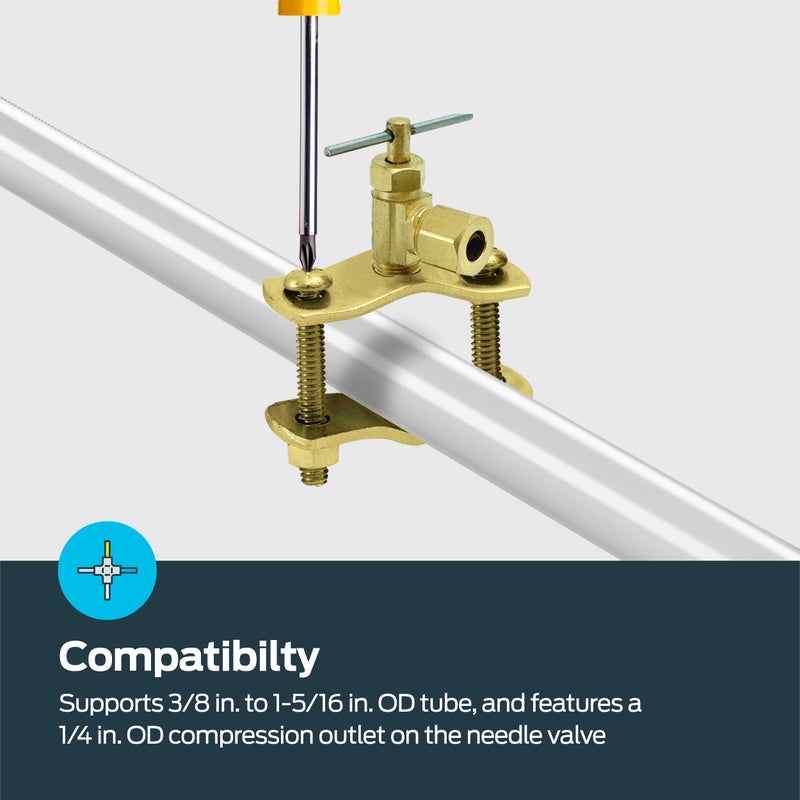 Eastman EZ-FLO 1/4 Inch (OD) Self Tapping Saddle Valve, Brass, 65801LF - Image 5